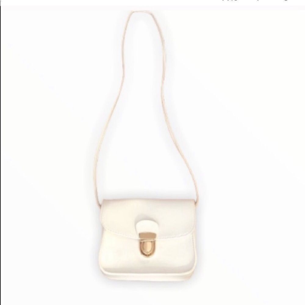 White Faux Leather Crossbody Bag